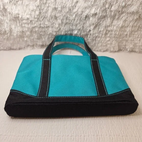 Mini Turquoise Canvas Cosmetic Tote Carry Bag - Picture 5 of 11